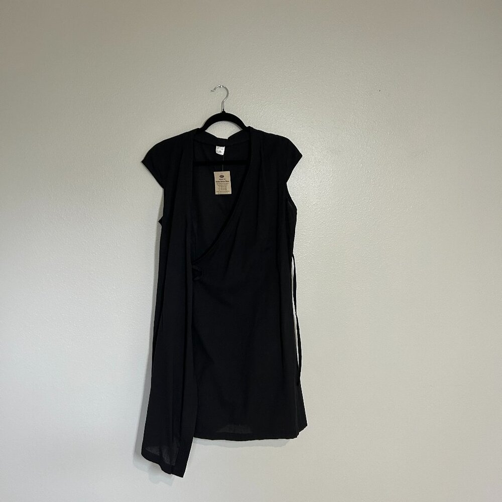 Dolma 100% cotton black dress wrap around style or a swimsuit coverup XL  NWT